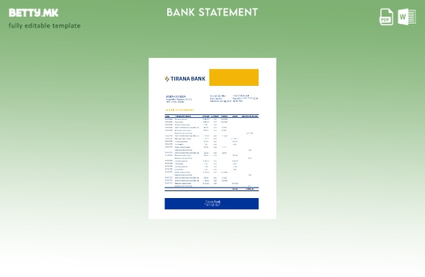 модерен стил Албанија Тирана банка извод шаблон ексел
